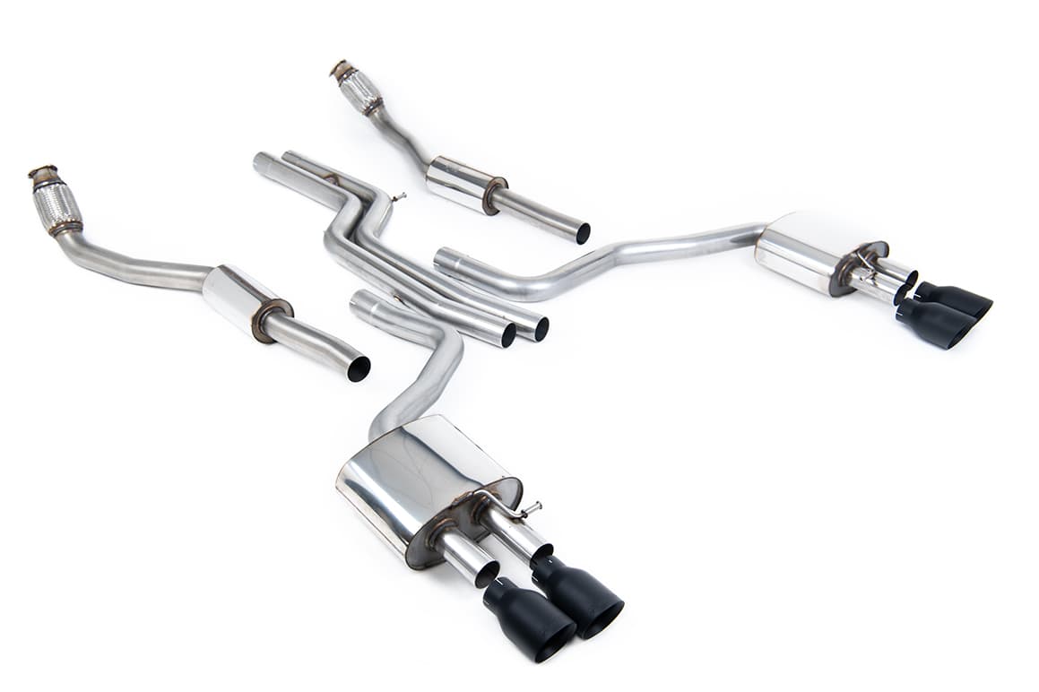 Audi S6 4.0 TFSI C7 quattro 2012 2018 Cat-back Non-resonated (louder) with Cerakote Black Tips - Recommended with Valve Delete Modules SSXAU405 to prevent ECU fault codes