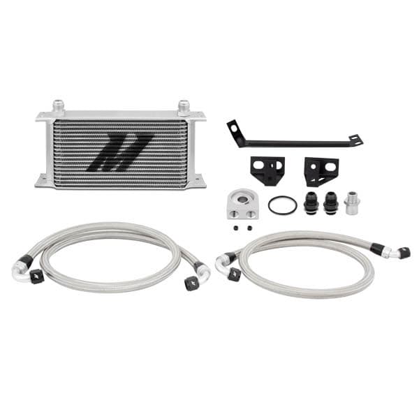 OIL COOLER KIT FOR FORD MUSTANG ECOBOOST 15+ - SILVER COOLER, NON THERMOSTATIC