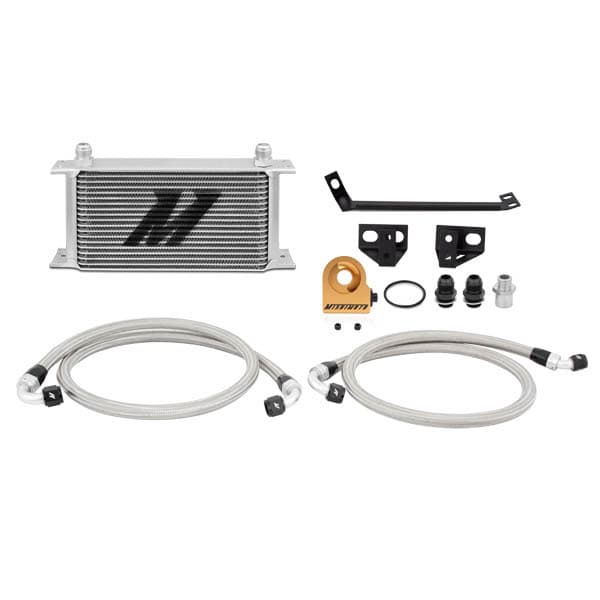 OIL COOLER KIT FOR FORD MUSTANG ECOBOOST 15+ - SILVER COOLER THERMOSTATIC