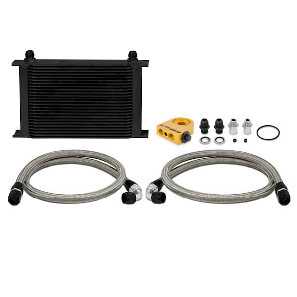 UNIVERSAL OIL COOLER KIT 25-ROW - BLACK COOLER THERMOSTATIC