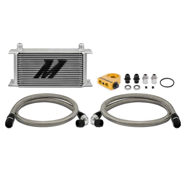 UNIVERSAL OIL COOLER KIT 19-ROW - SILVER COOLER THERMOSTATIC