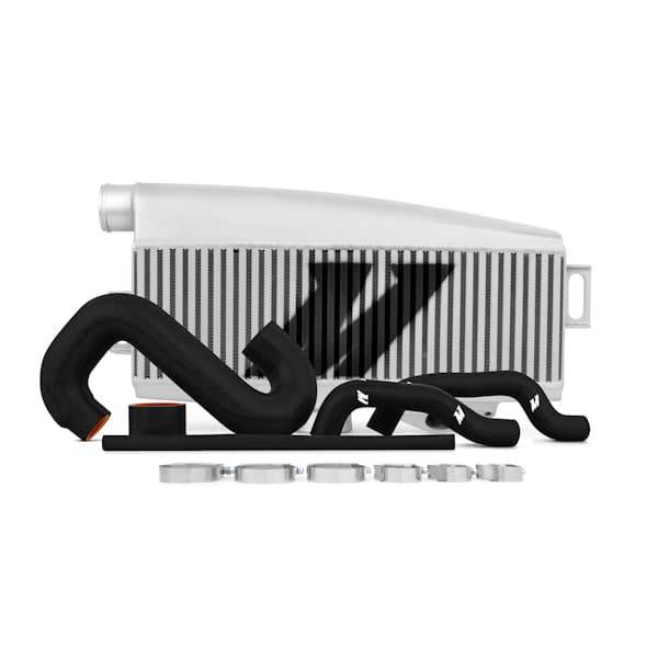 TOP-MOUNT INTERCOOLER KIT FOR SUBARU WRX/STI 01-07 -SILVER CORE / BLACK HOSES